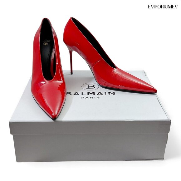 Balmain Clara Red Patent Womens 95mm Original Leather Pumps -Size US 8-(0567)NWB - Picture 13 of 16